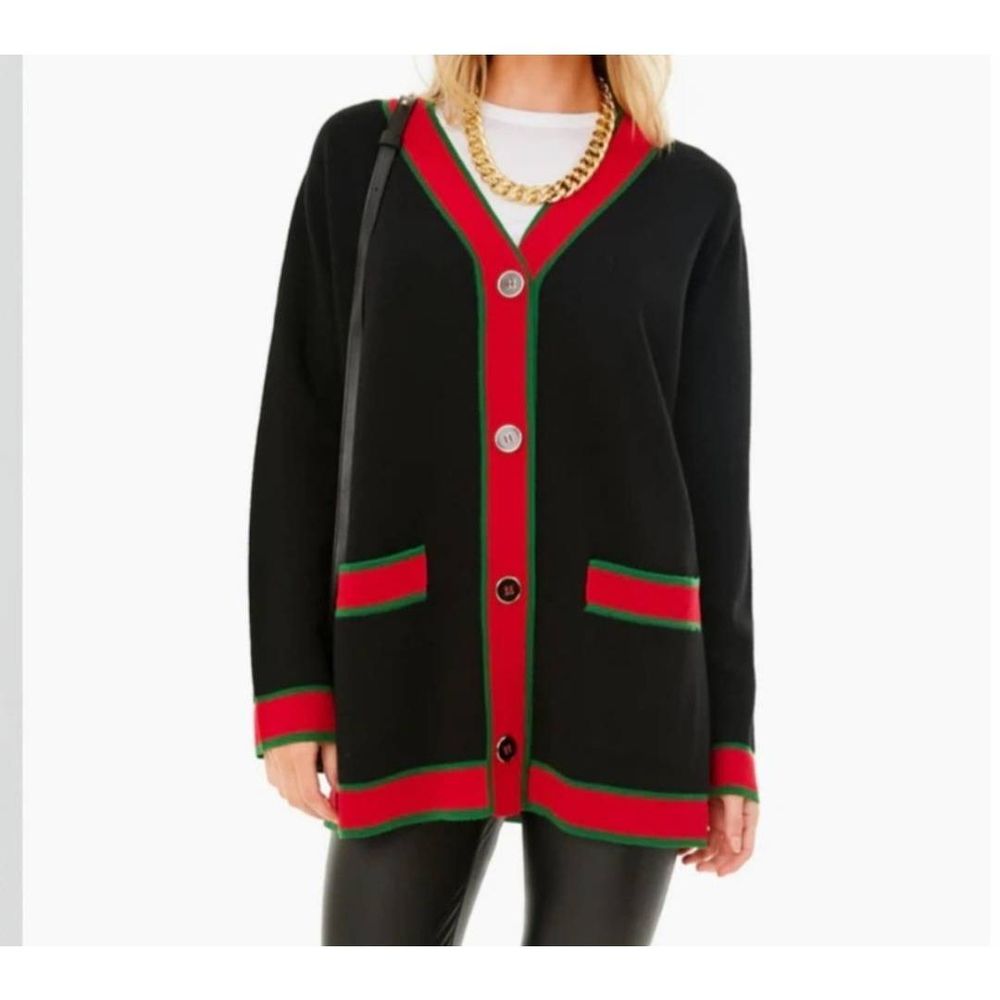 TUCKERNUCK Black Lauren Christmas wool Cardigan sz Small